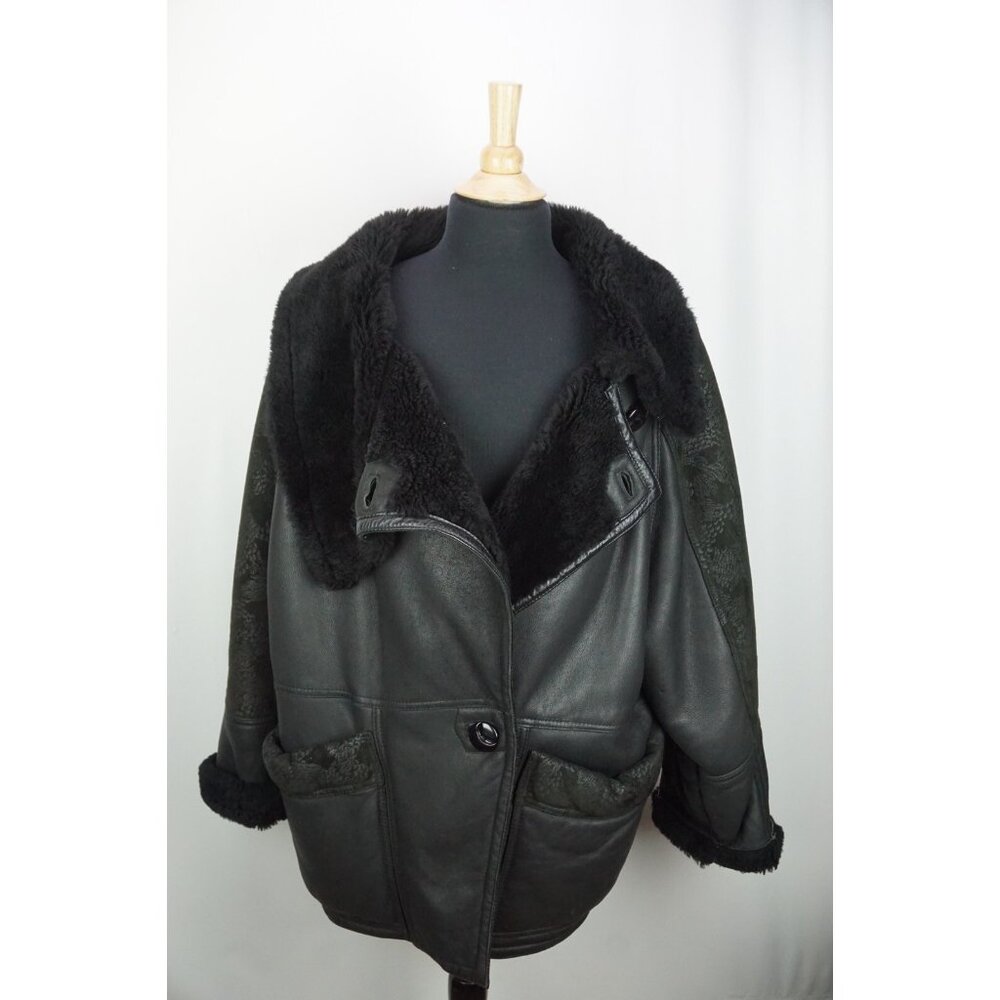 Marcos Original Shearling Feather Jacquard Detailed Womens Coat Sz 42 Italy